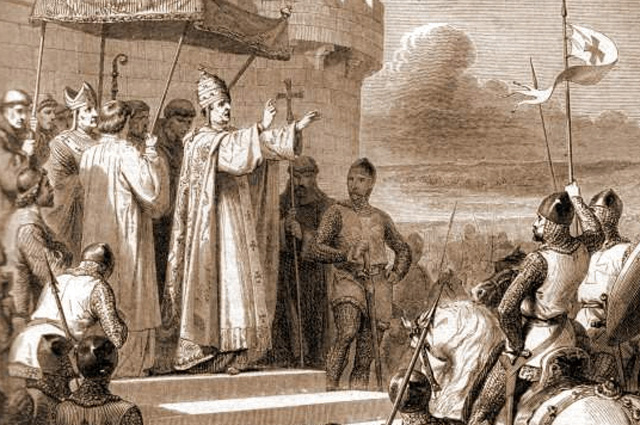 Папа Урбан II на Клермонском соборе благословляет крестовый поход